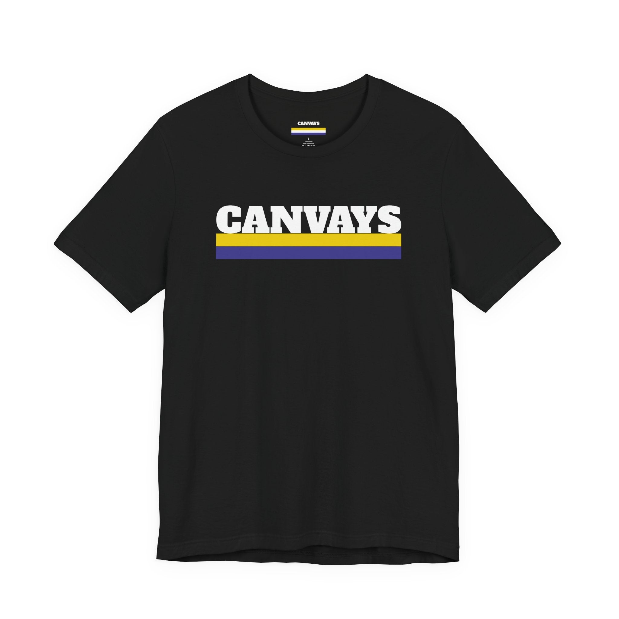 Canvays Retro Stripe T-Shirt — Bold Logo Tee