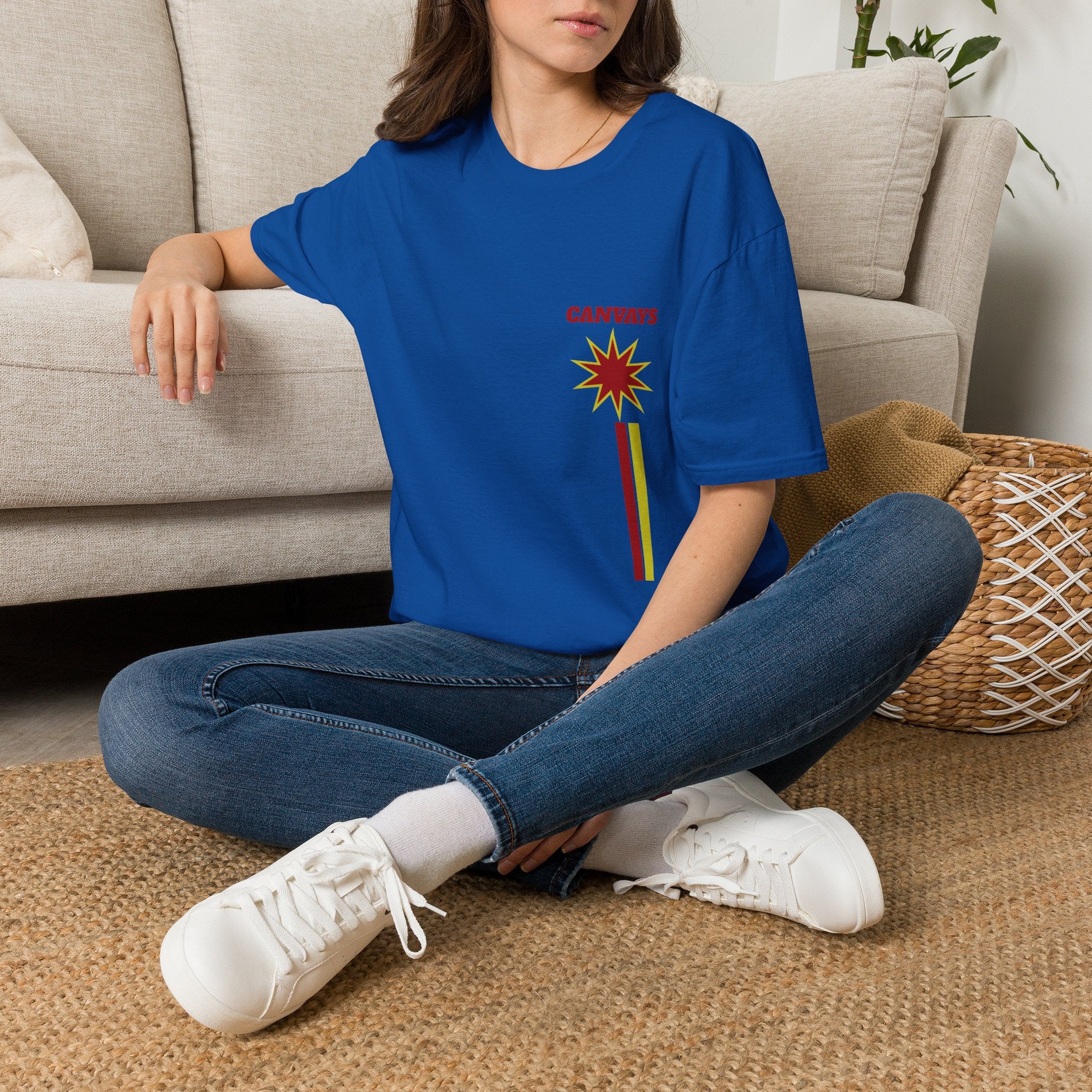 Heart Graphic T-Shirt — Retro Red & Lime Layered Heart Tee