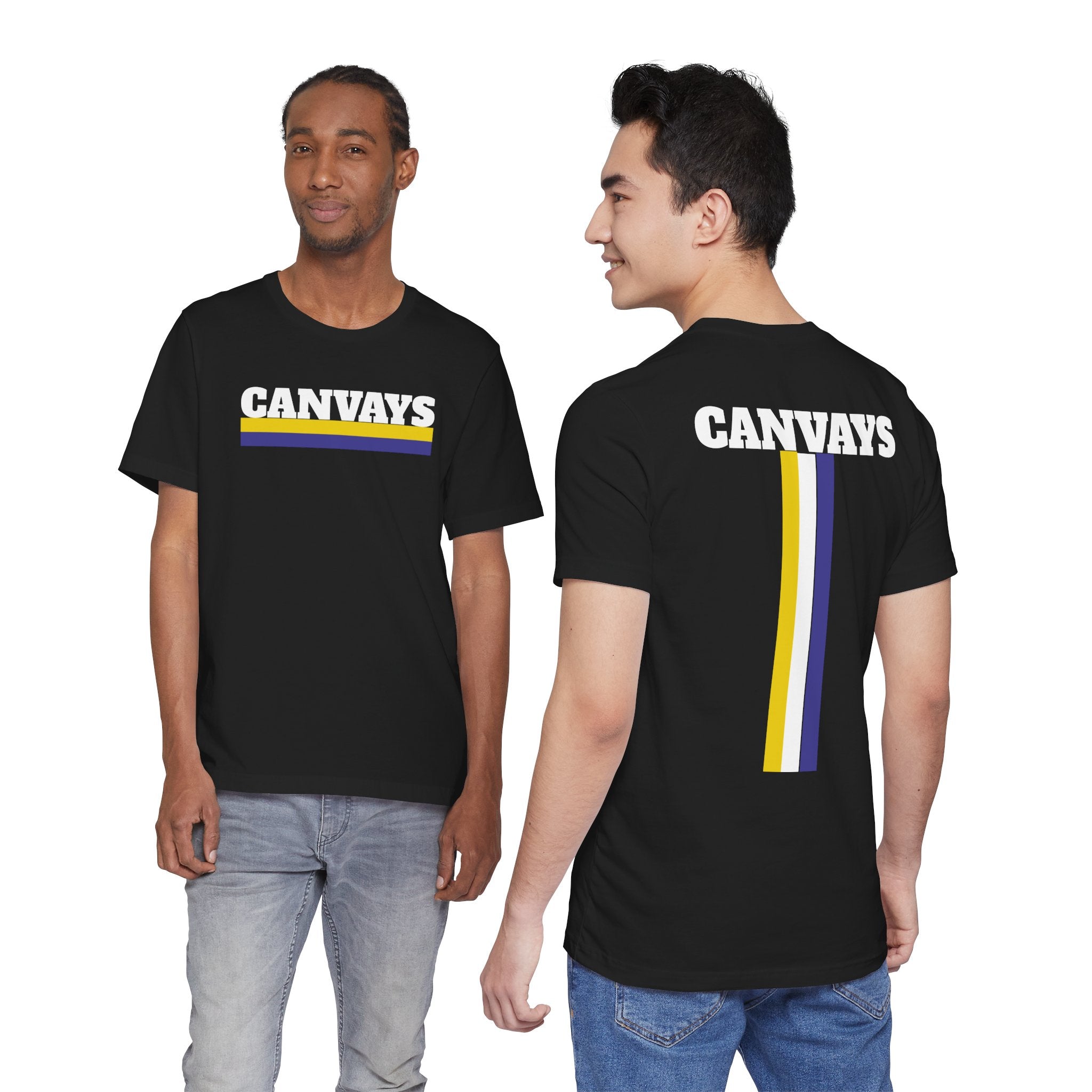 Canvays Retro Stripe T-Shirt — Bold Logo Tee