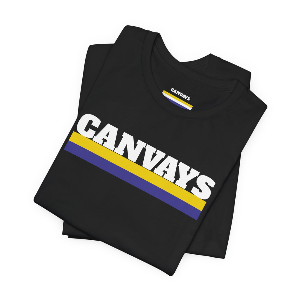 Canvays Retro Stripe T-Shirt — Bold Logo Tee