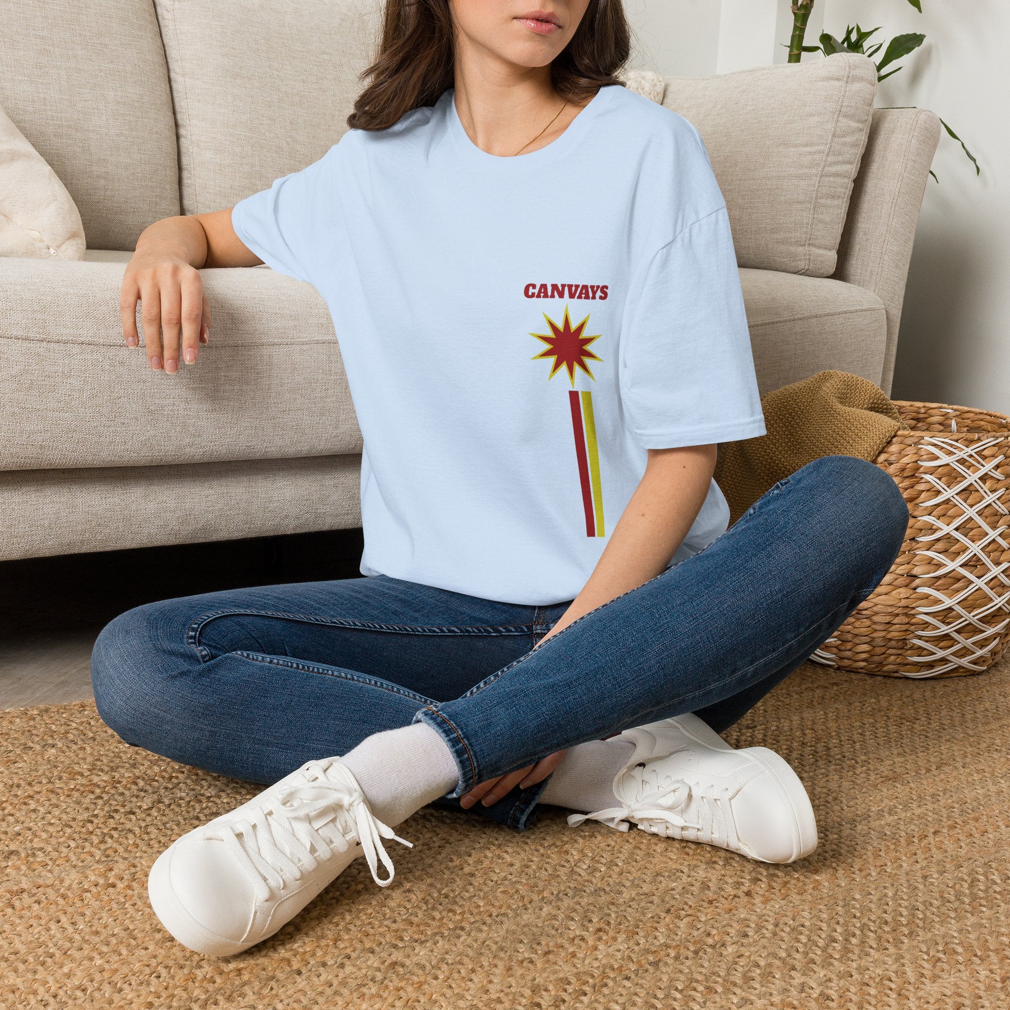 Heart Graphic T-Shirt — Retro Red & Lime Layered Heart Tee