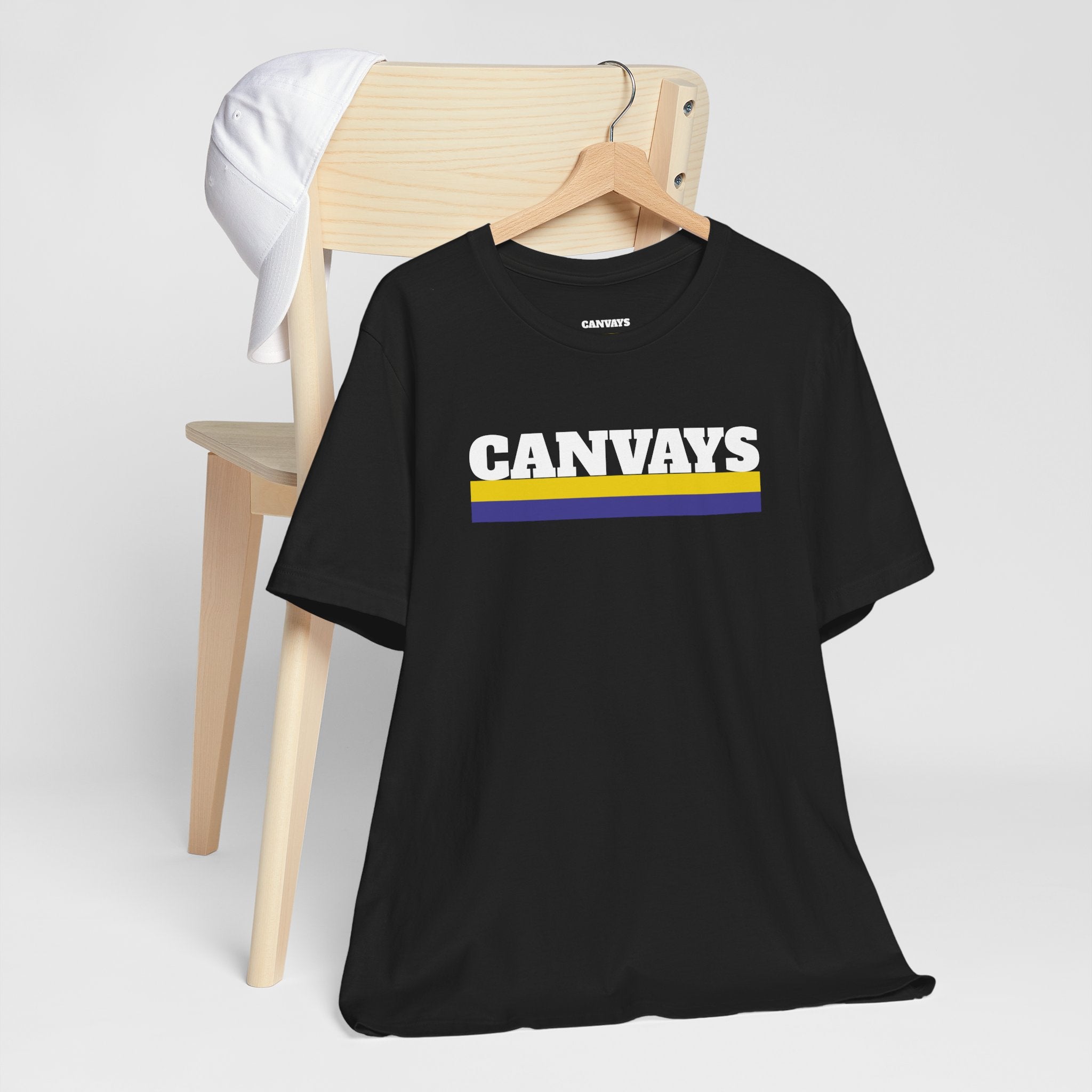 Canvays Retro Stripe T-Shirt — Bold Logo Tee