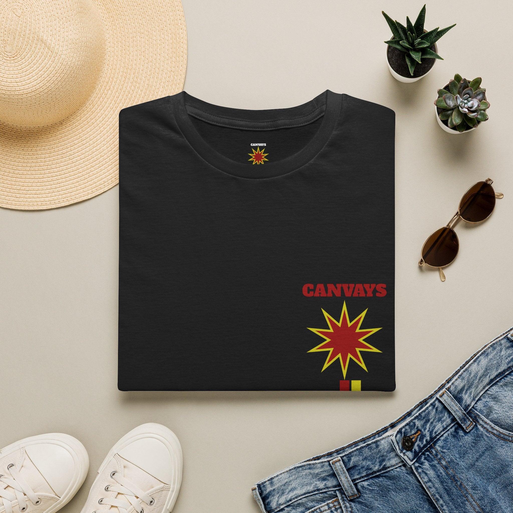 Heart Graphic T-Shirt — Retro Red & Lime Layered Heart Tee