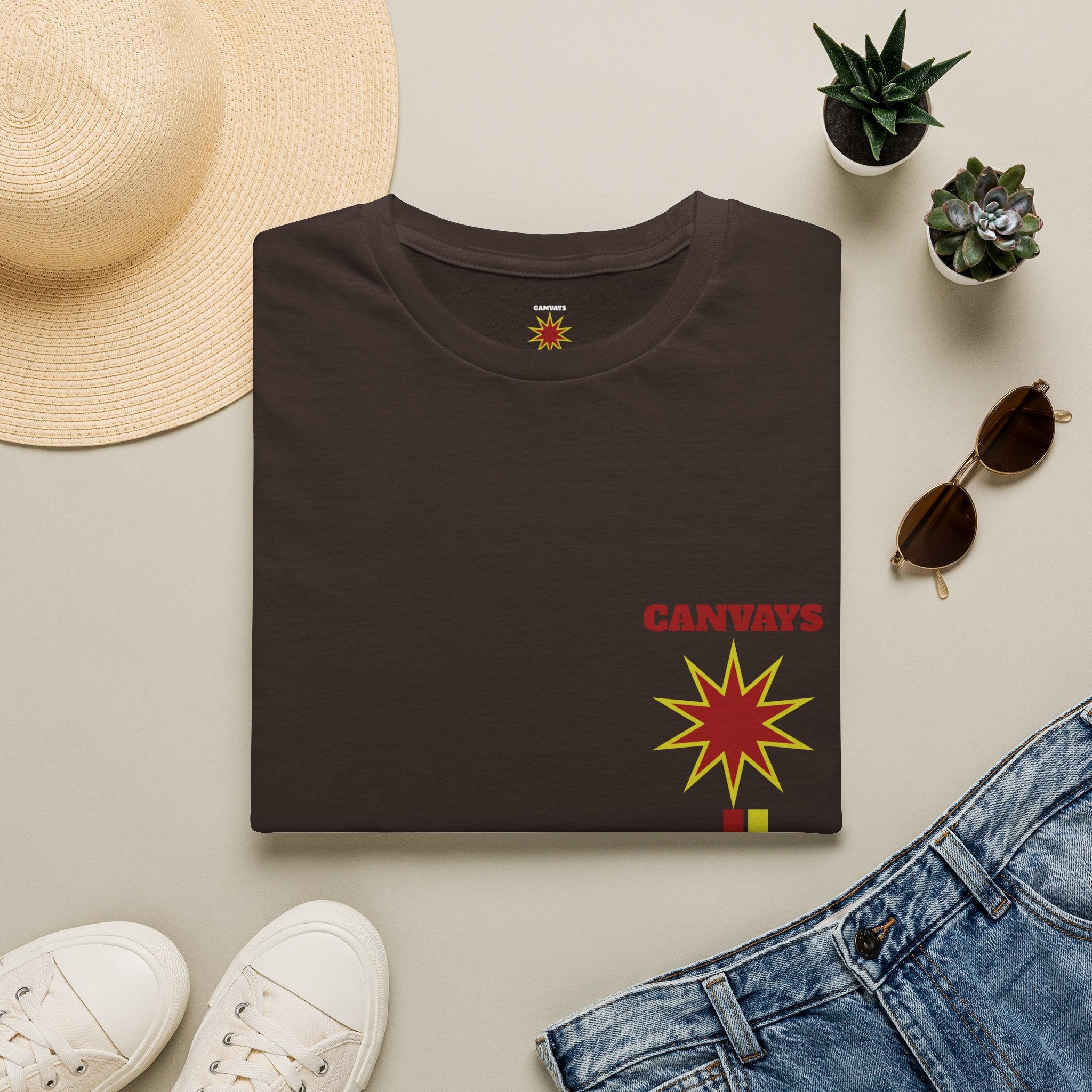Heart Graphic T-Shirt — Retro Red & Lime Layered Heart Tee