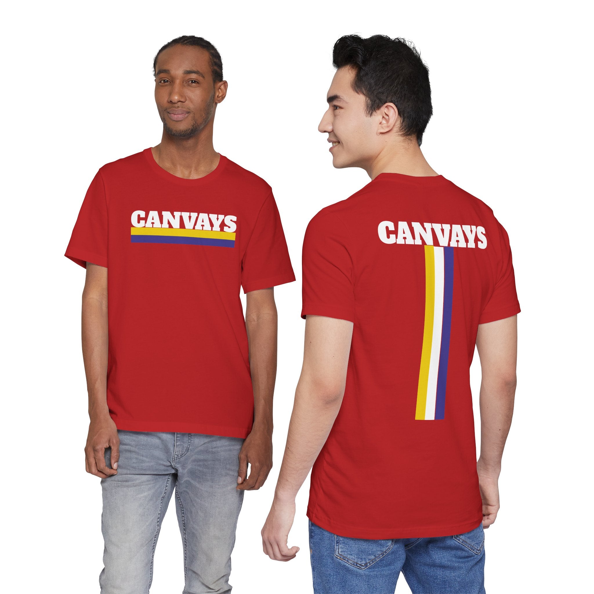 Canvays Retro Stripe T-Shirt — Bold Logo Tee
