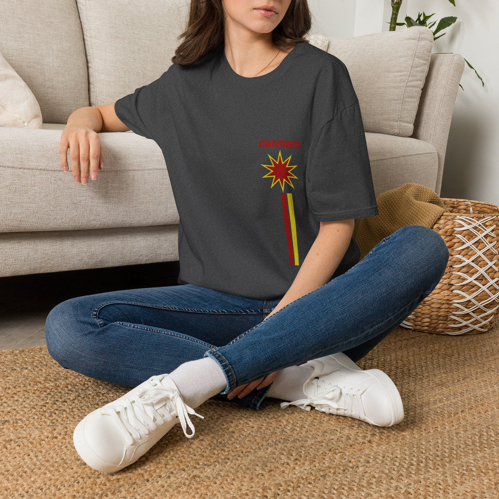 Heart Graphic T-Shirt — Retro Red & Lime Layered Heart Tee