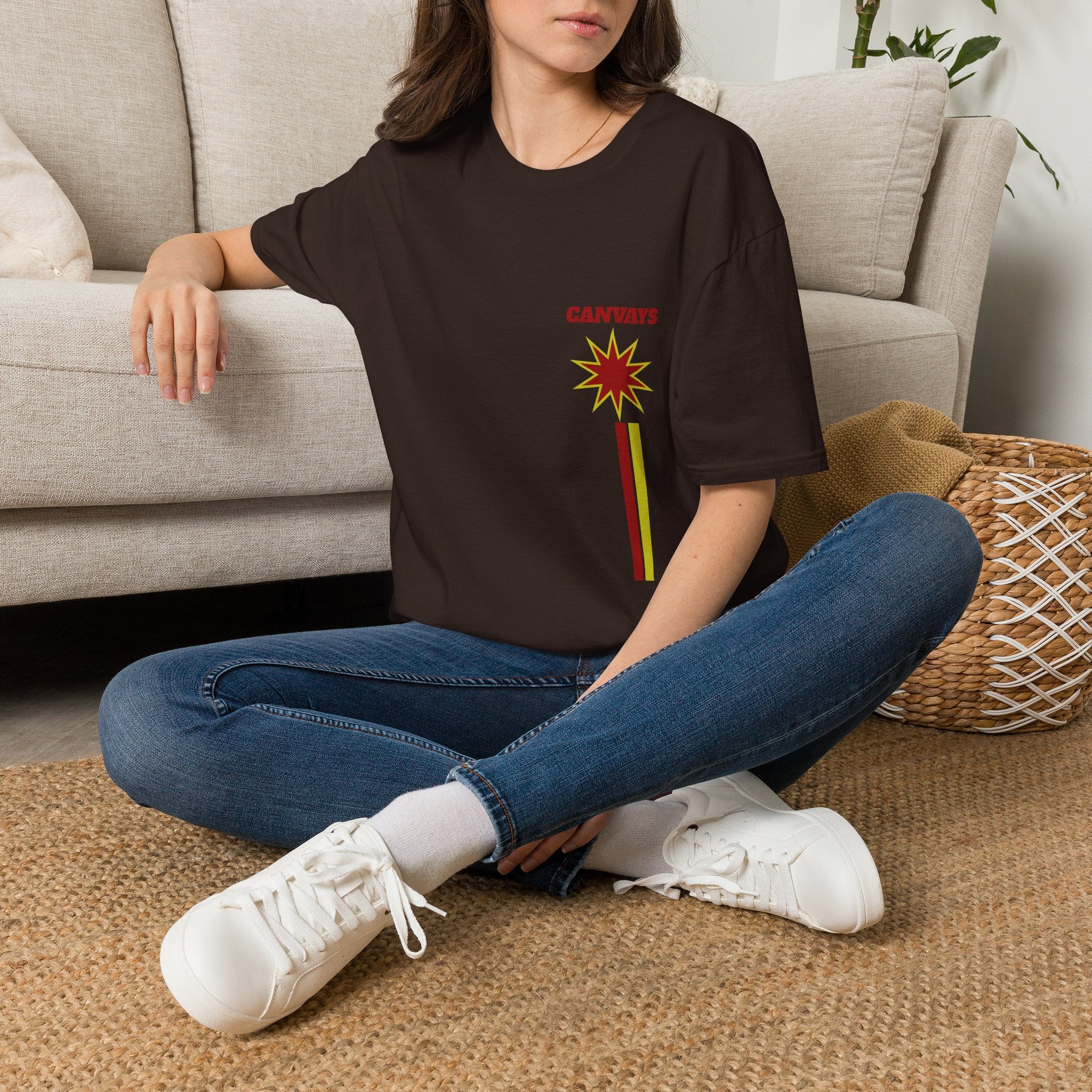Heart Graphic T-Shirt — Retro Red & Lime Layered Heart Tee