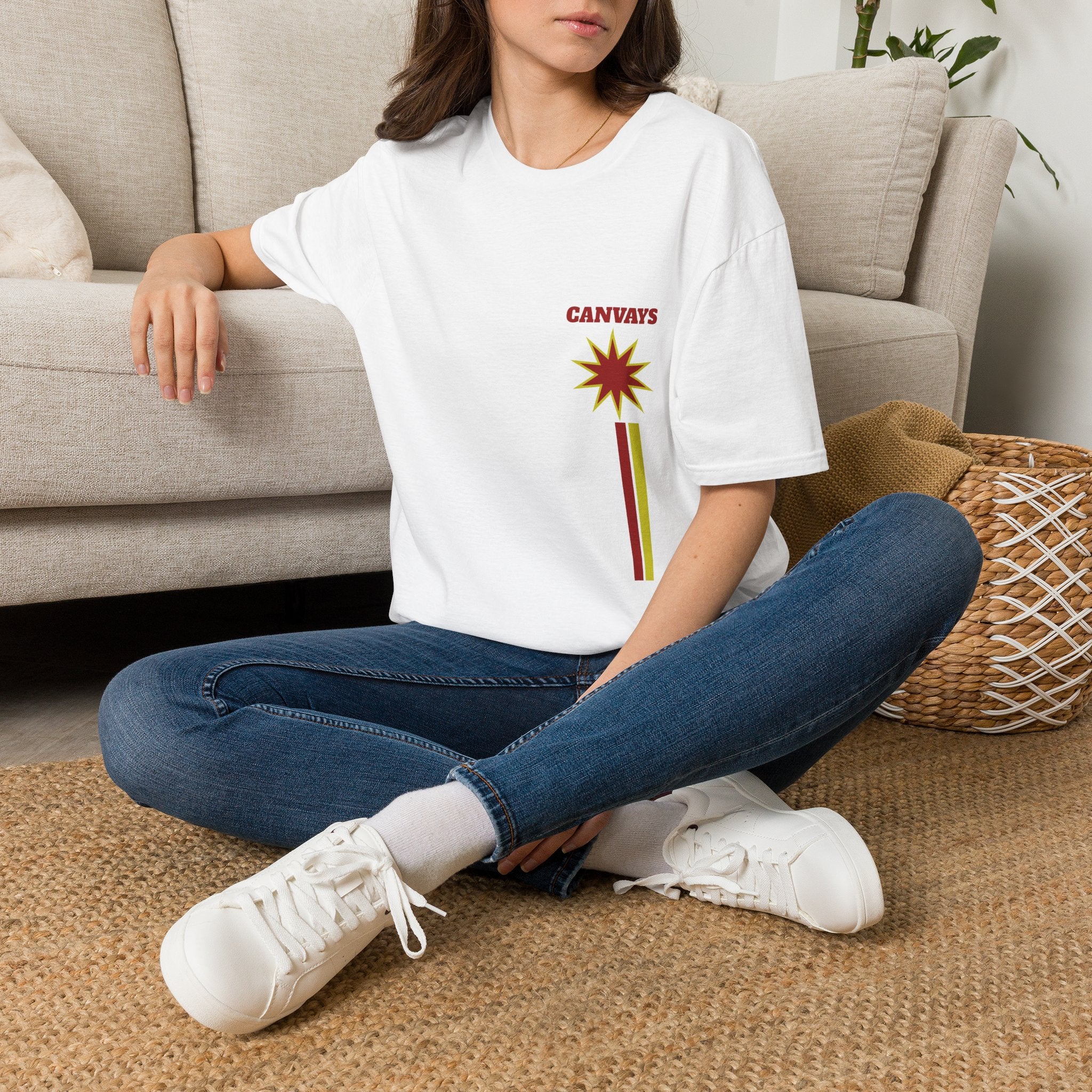 Heart Graphic T-Shirt — Retro Red & Lime Layered Heart Tee