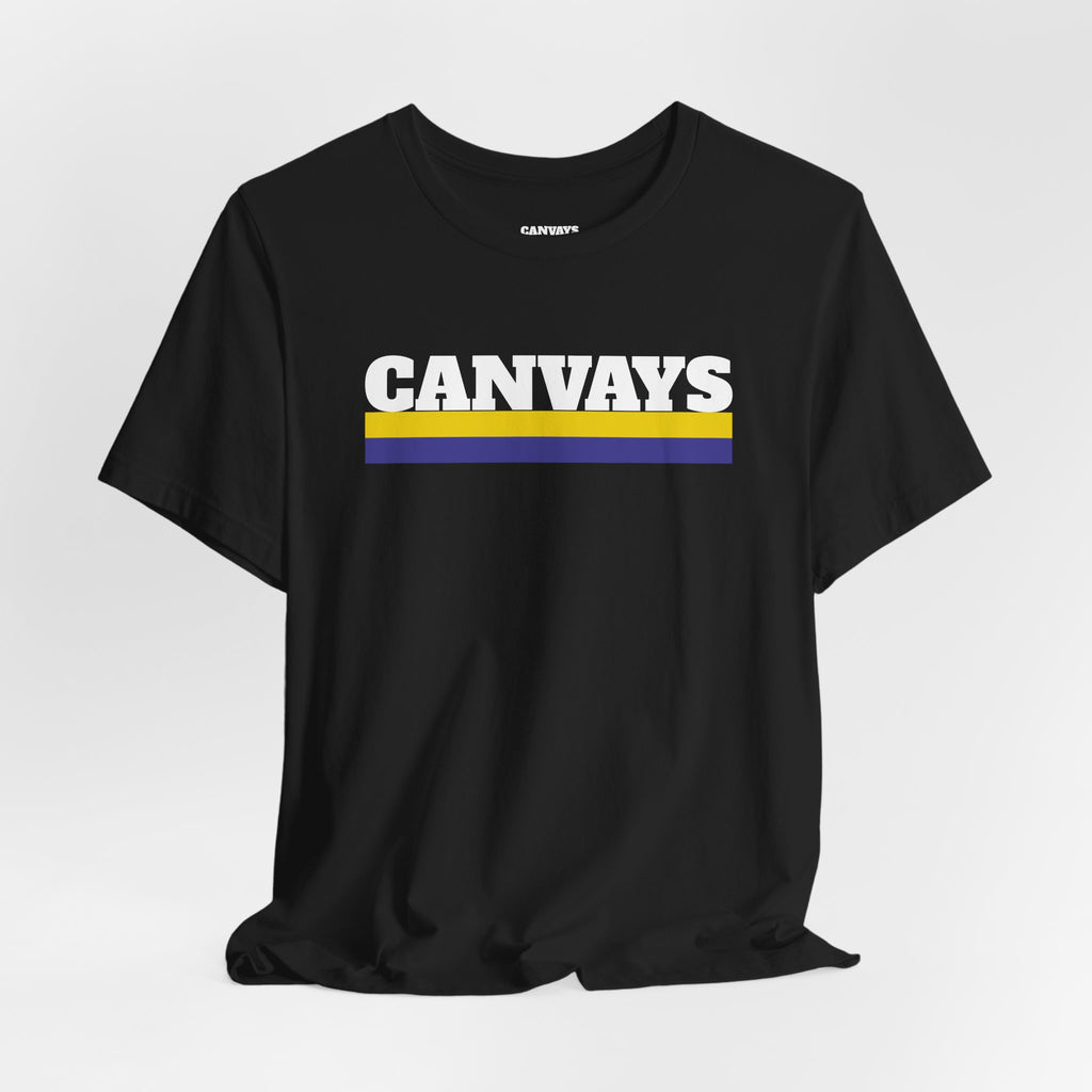 Canvays Retro Stripe T-Shirt — Bold Logo Tee