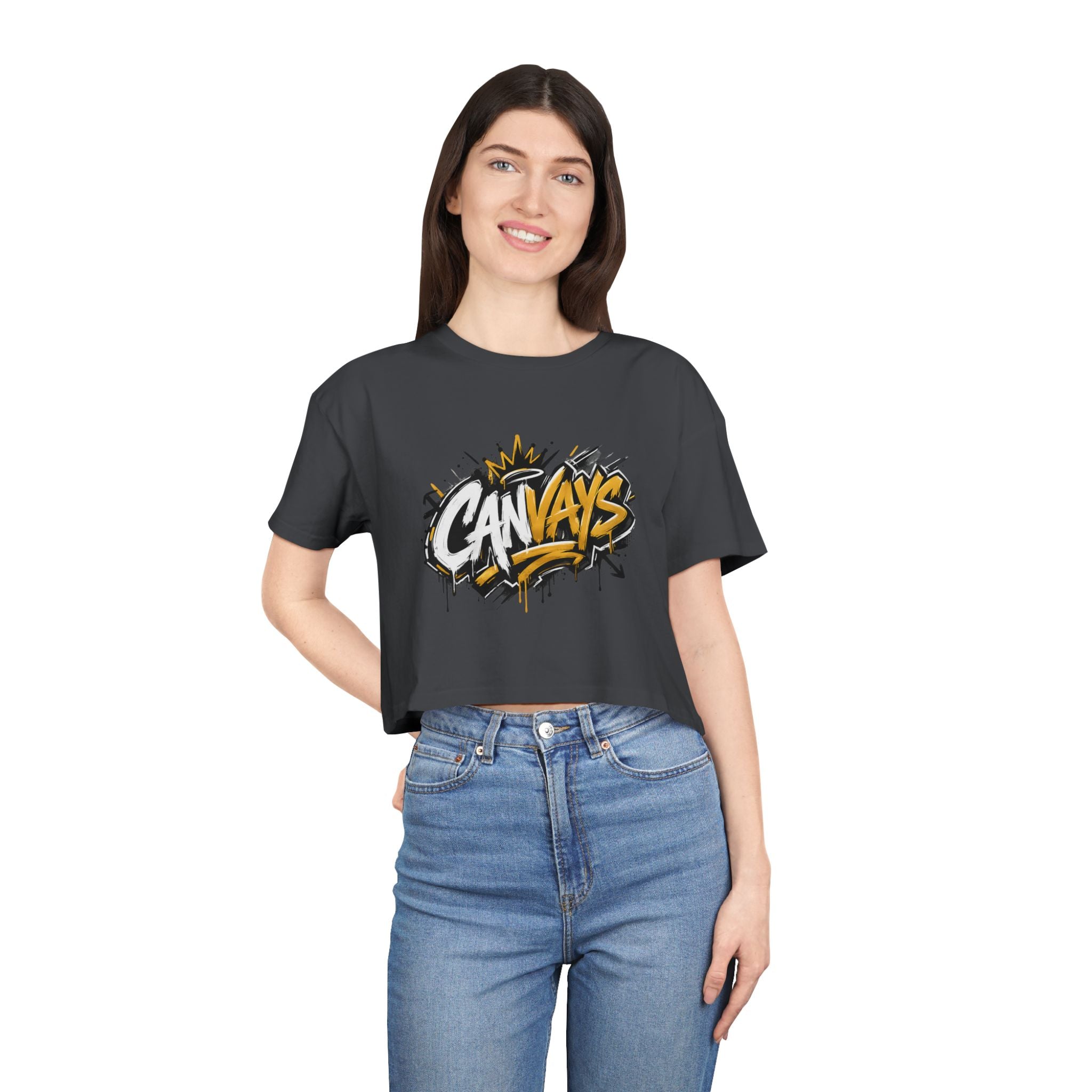 Graffiti "Canvays" Women's Crop Tee — Urban Street Style Graphic Top