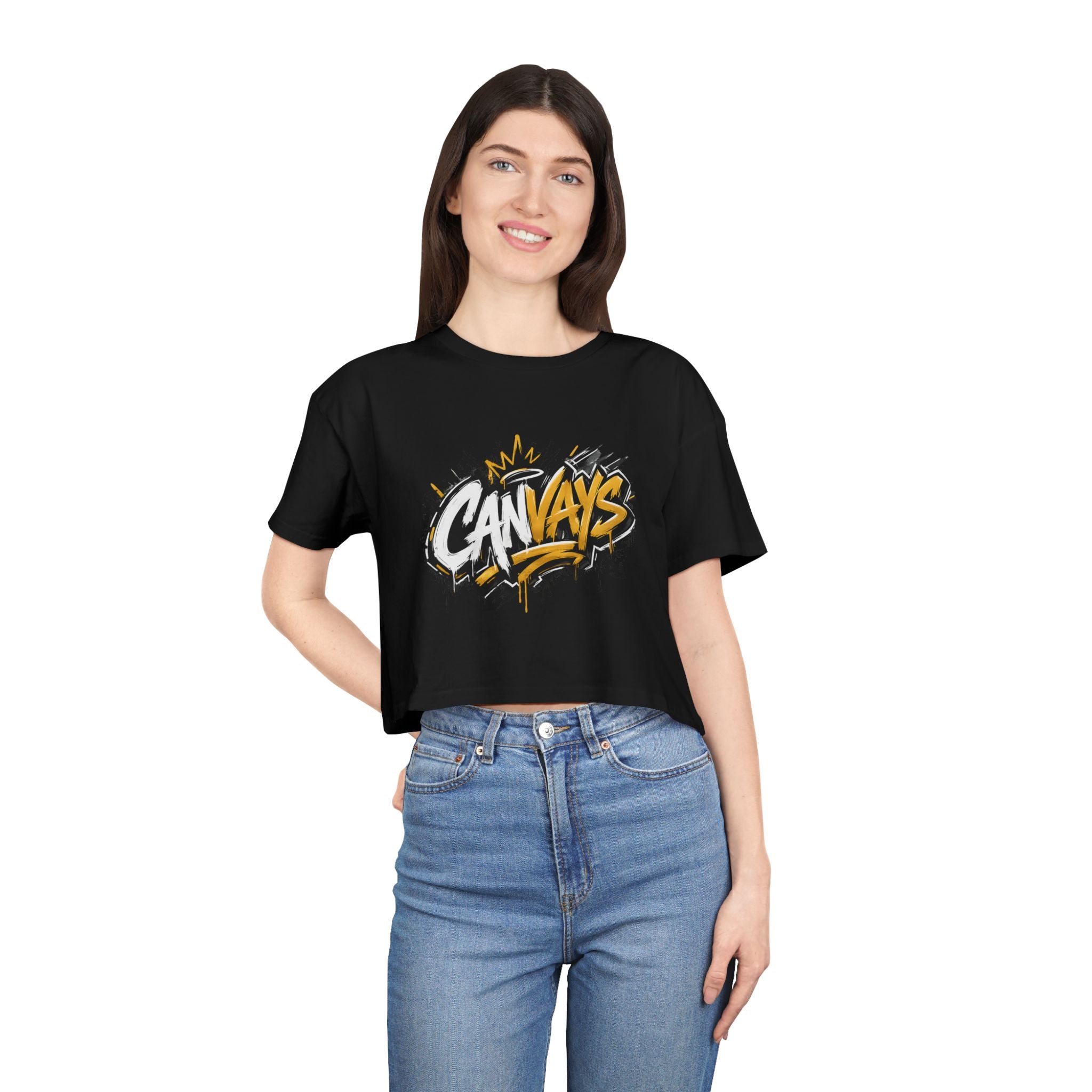 Graffiti "Canvays" Women's Crop Tee — Urban Street Style Graphic Top