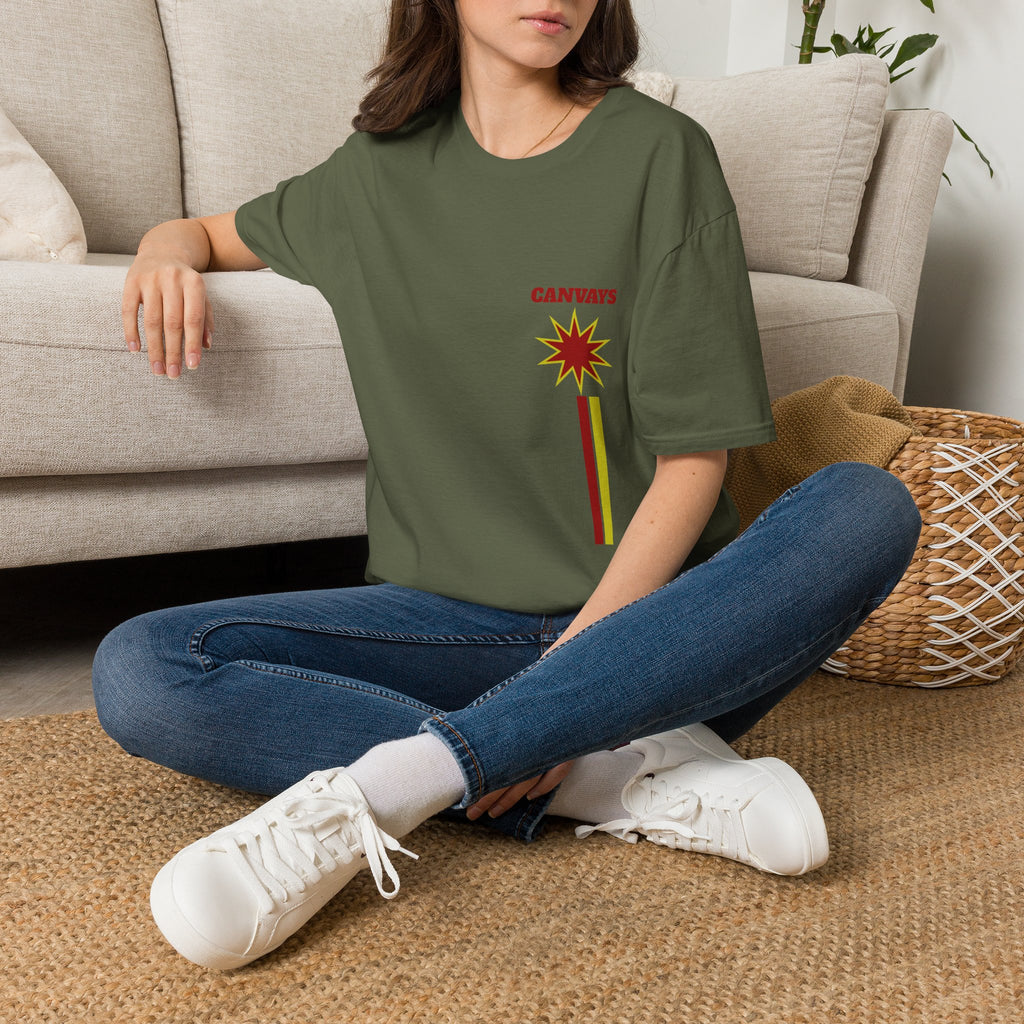 Heart Graphic T-Shirt — Retro Red & Lime Layered Heart Tee