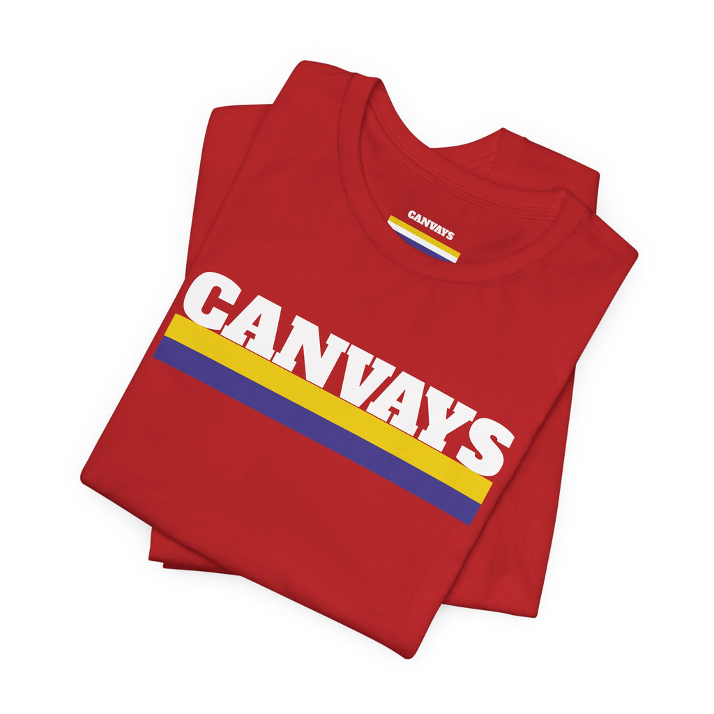 Canvays Retro Stripe T-Shirt — Bold Logo Tee