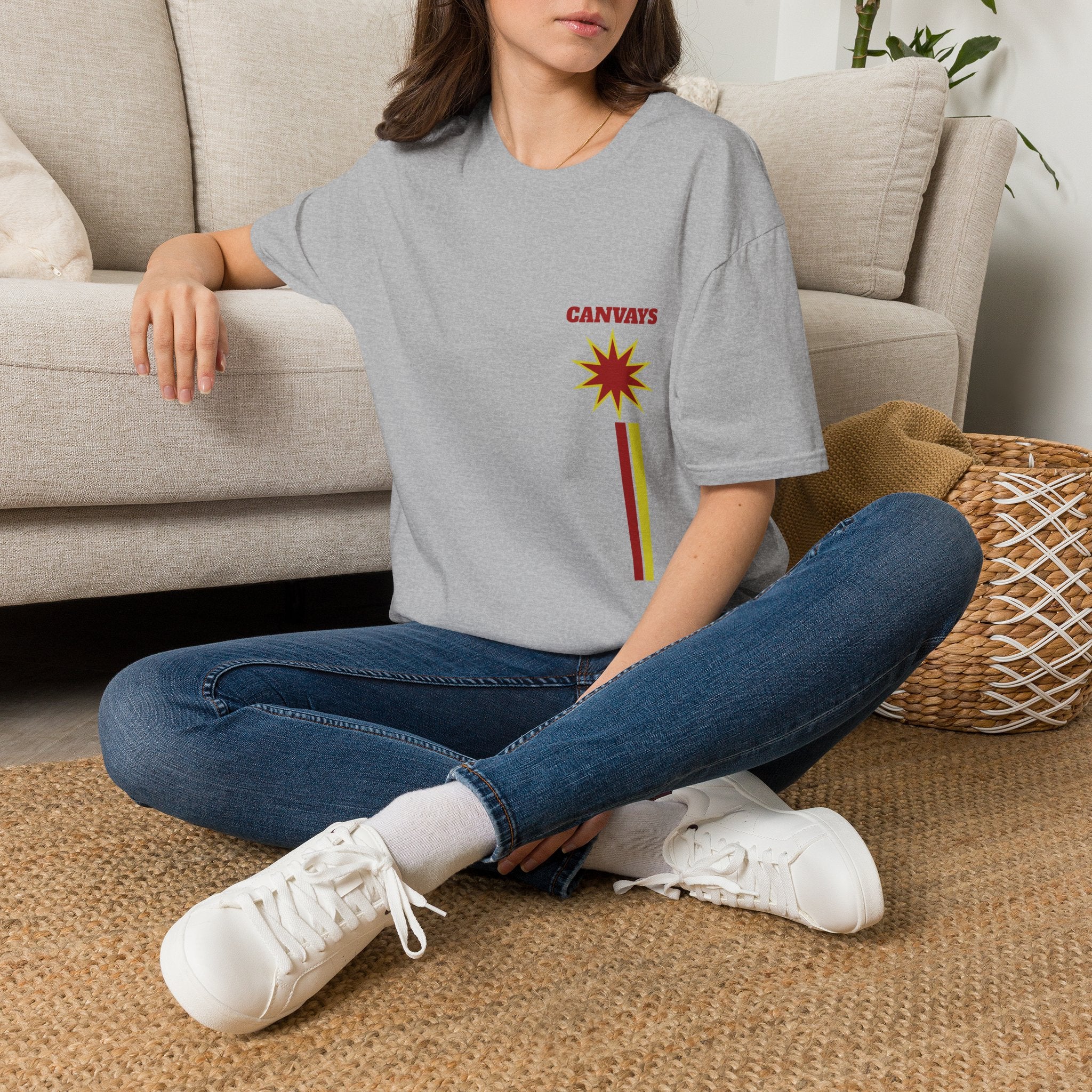 Heart Graphic T-Shirt — Retro Red & Lime Layered Heart Tee