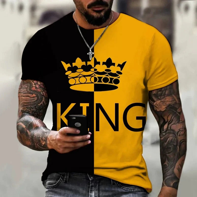 2024 New Oversized T Shirt For Men Casual Short Sleeve Hip Hop Smiling Face Print Plus Size Tee Shirt Pullover Mens T-shirt Top