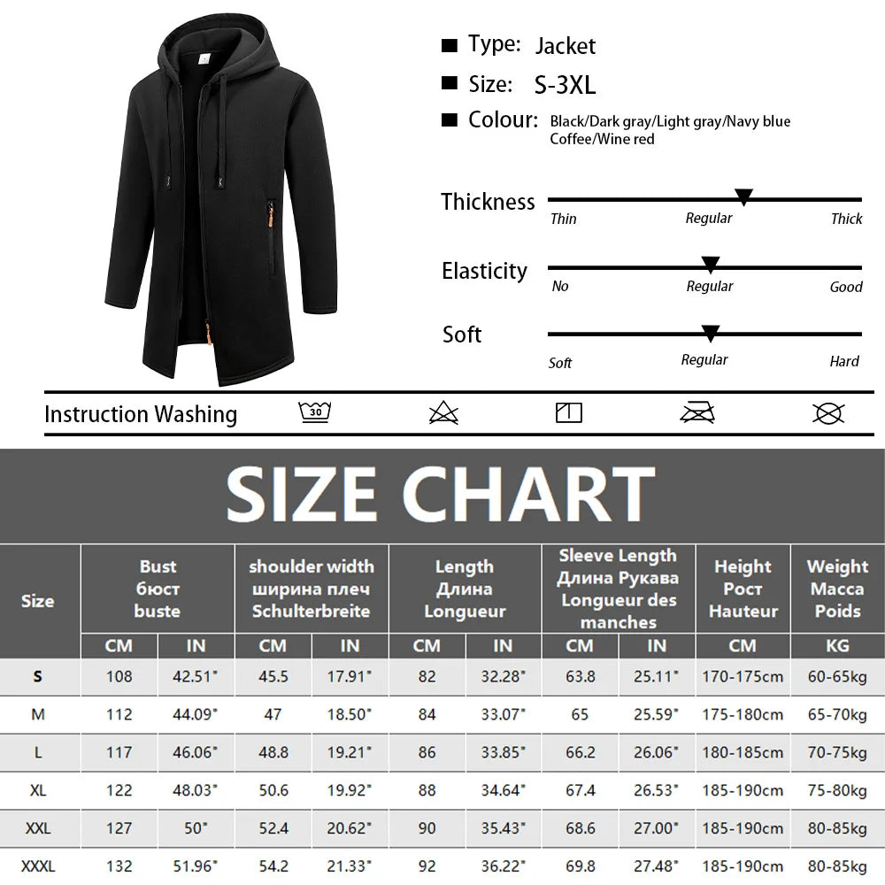Nuevas sudaderas de manga larga para hombre Streetwear con cremallera, capucha, oversize, chaqueta abrigo de invierno cálido, chándal para hombre