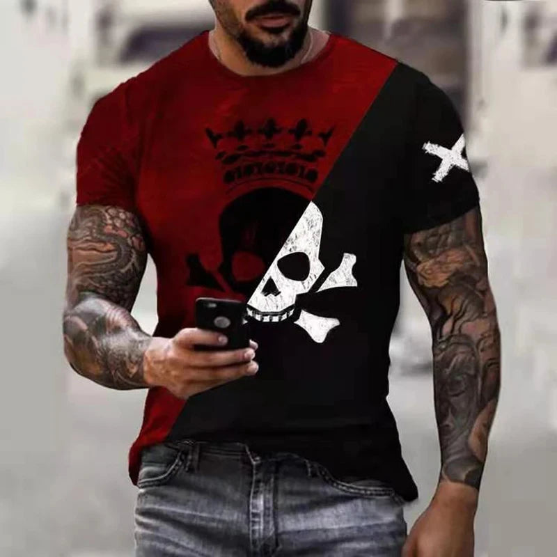 2024 New Oversized T Shirt For Men Casual Short Sleeve Hip Hop Smiling Face Print Plus Size Tee Shirt Pullover Mens T-shirt Top