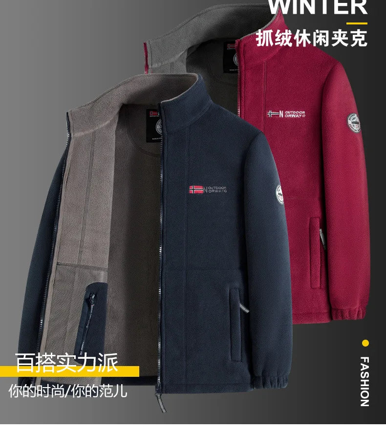 ¡Chaqueta de forro polar noruega! ¡Prenda exterior funcional a prueba de frío y de gran tamaño! Chaqueta de forro polar cálida para otoño e invierno