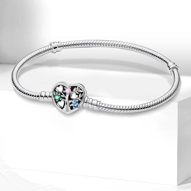 925 Sterling Silver Zircon Sweet Love Heart Bracelet DIY Bead Making Fit Original Bracelets Fine Jewelry Gift