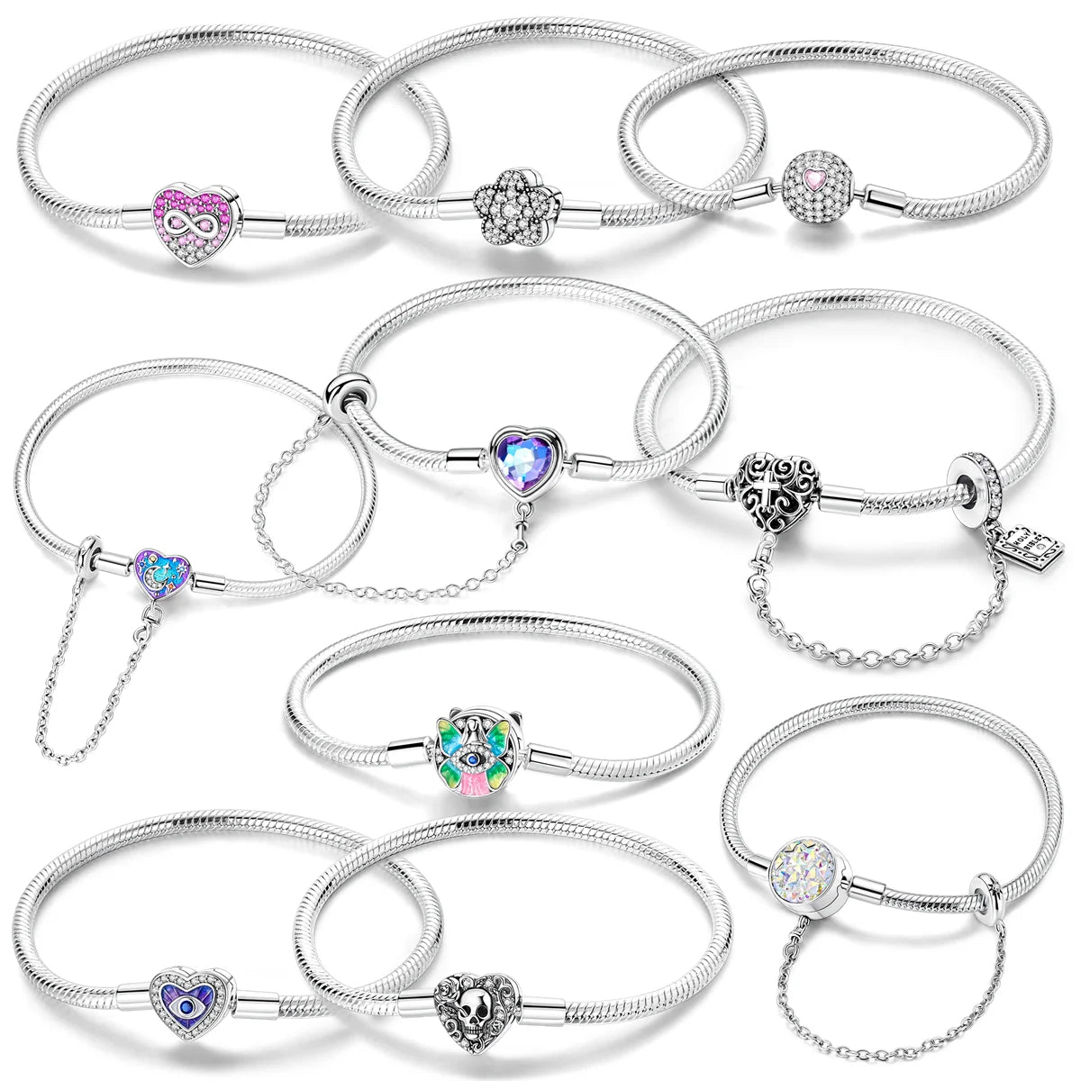 17-20CM 925 Sterling Silver Original Bracelets Heart Dream Catcher Butterfly Bracelet Fit DIY Charms Beads Fashion Women Jewelry