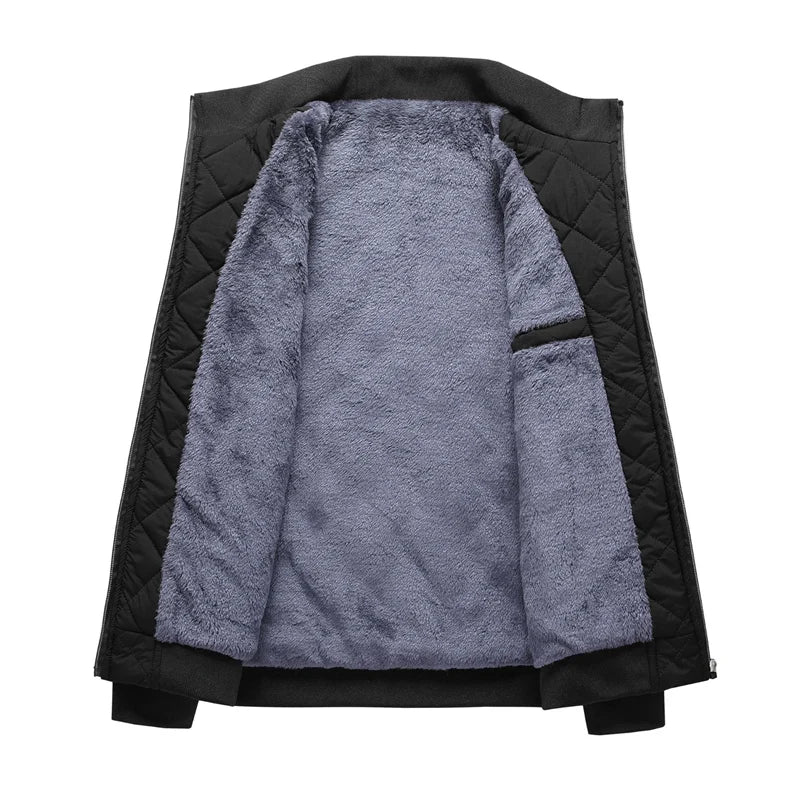 Chaqueta Bomber de Otoño e Invierno para Hombre con Patrón de Diamante, Forro de Felpa, Chaqueta Casual para Hombre, Ropa de Moda 2023, Abrigo de Ajuste Delgado, Nuevo