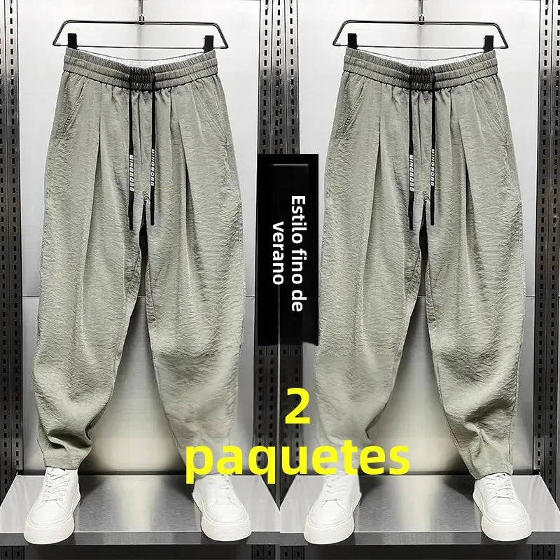 Ice Silk Men's Summer Thin Breathable Casual Pants Quick Dry Loose Harlan Pants Harlan Trousers Casual Loose Fit Summer Thin