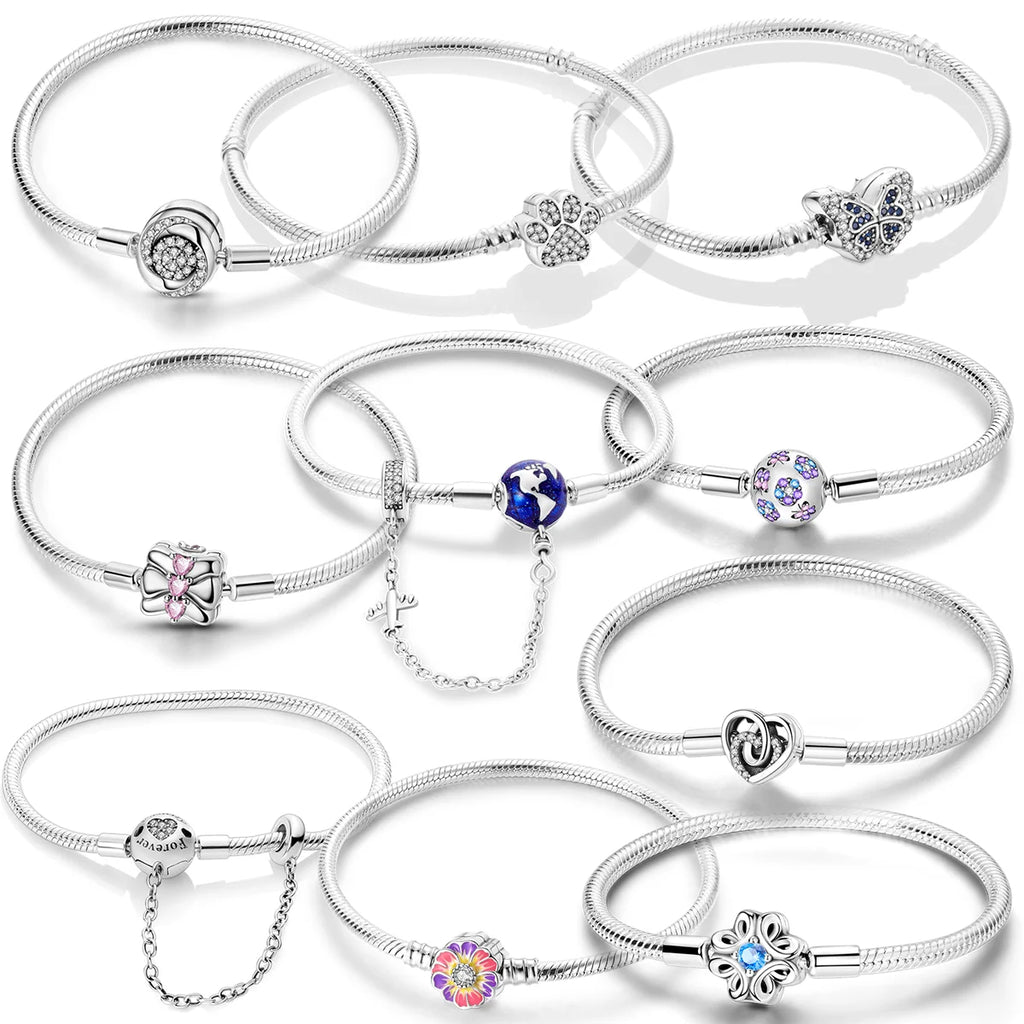 17-20CM 925 Sterling Silver Original Bracelets Heart Dream Catcher Butterfly Bracelet Fit DIY Charms Beads Fashion Women Jewelry