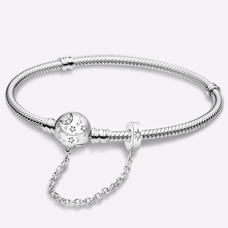 925 Sterling Silver Zircon Sweet Love Heart Bracelet DIY Bead Making Fit Original Bracelets Fine Jewelry Gift