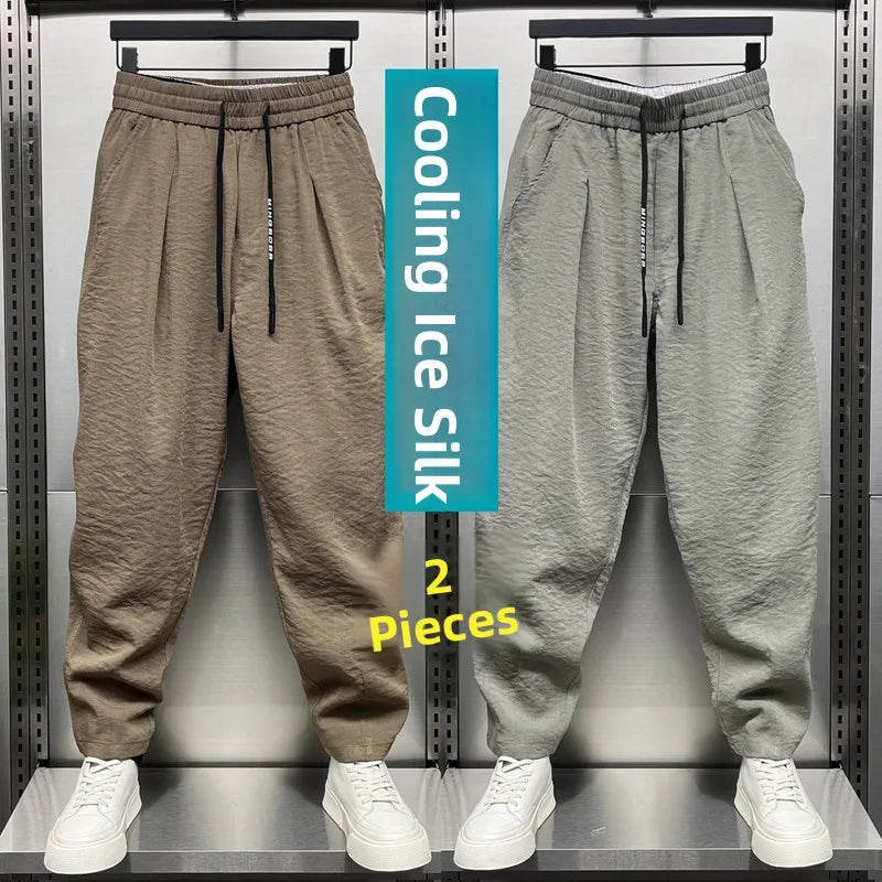 Ice Silk Men's Summer Thin Breathable Casual Pants Quick Dry Loose Harlan Pants Harlan Trousers Casual Loose Fit Summer Thin