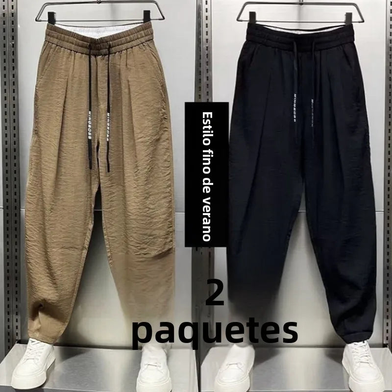 Ice Silk Men's Summer Thin Breathable Casual Pants Quick Dry Loose Harlan Pants Harlan Trousers Casual Loose Fit Summer Thin