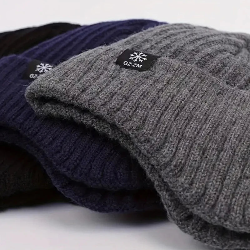 Winter warm woolen hat for middle-aged and elderly people, men's one-piece snowflake ear protection, thickened knitted hat for a