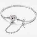 925 Sterling Silver Zircon Sweet Love Heart Bracelet DIY Bead Making Fit Original Bracelets Fine Jewelry Gift
