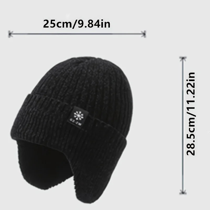 Winter warm woolen hat for middle-aged and elderly people, men's one-piece snowflake ear protection, thickened knitted hat for a