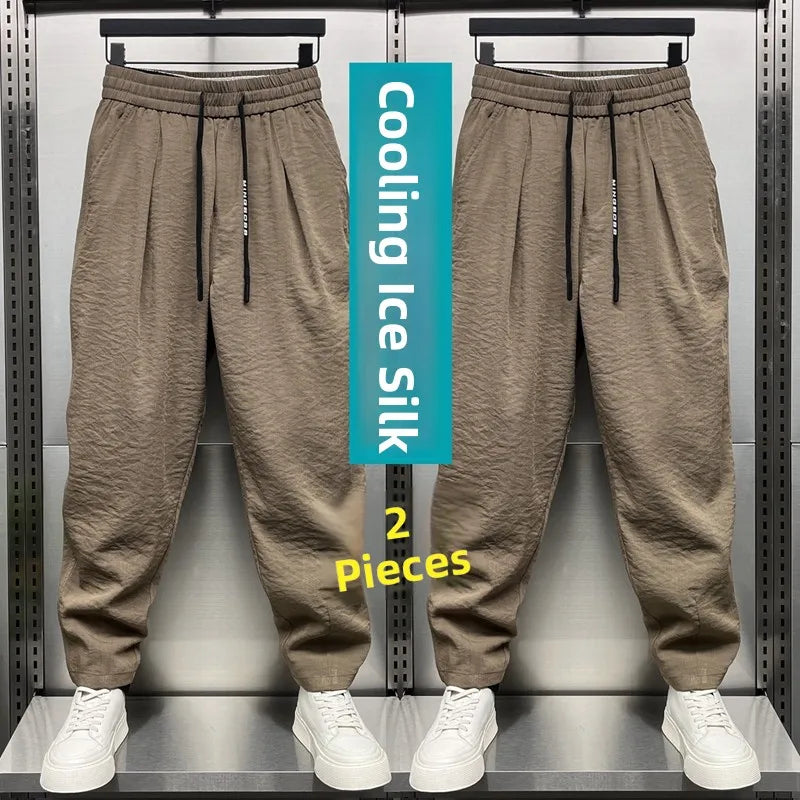 Ice Silk Men's Summer Thin Breathable Casual Pants Quick Dry Loose Harlan Pants Harlan Trousers Casual Loose Fit Summer Thin