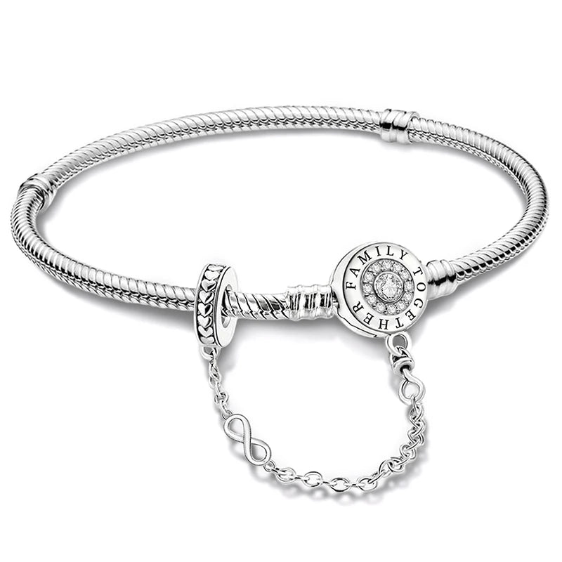 925 Sterling Silver Zircon Sweet Love Heart Bracelet DIY Bead Making Fit Original Bracelets Fine Jewelry Gift