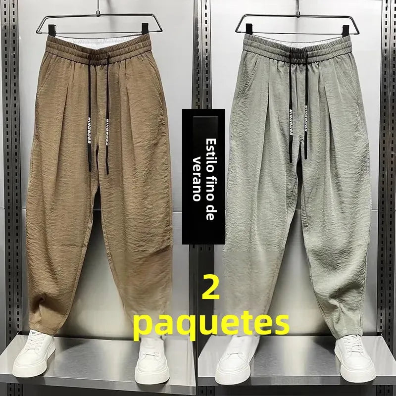 Ice Silk Men's Summer Thin Breathable Casual Pants Quick Dry Loose Harlan Pants Harlan Trousers Casual Loose Fit Summer Thin