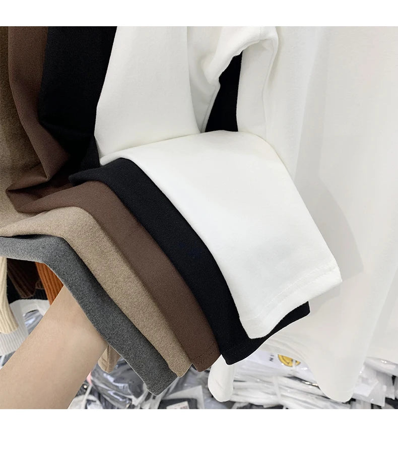Camiseta básica de cuello redondo para mujer 2026 Otoño Invierno Nuevo Estilo Color Puro Ajuste Delicado Ropa Interior Forro Polar Grueso Manga Larga