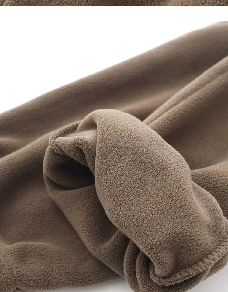 Pantalones para hombres con forro de felpa, para invierno, gruesos, duraderos, con puños, moda juvenil, ajuste suelto, talle medio-alto, pantalones largos