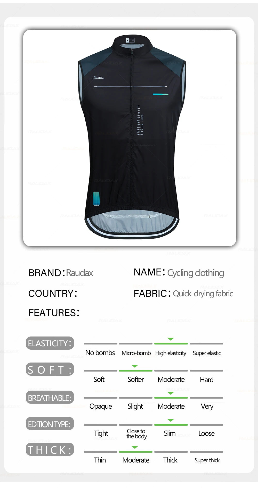Men Raudax Sleeveless Cycling Vest Mesh Ciclismo Lets Gobik Undershirt Jersey Windproof Cycling Clothing Gilet Motorcycle Vest