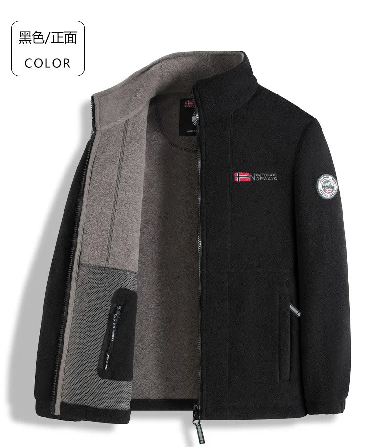 ¡Chaqueta de forro polar noruega! ¡Prenda exterior funcional a prueba de frío y de gran tamaño! Chaqueta de forro polar cálida para otoño e invierno