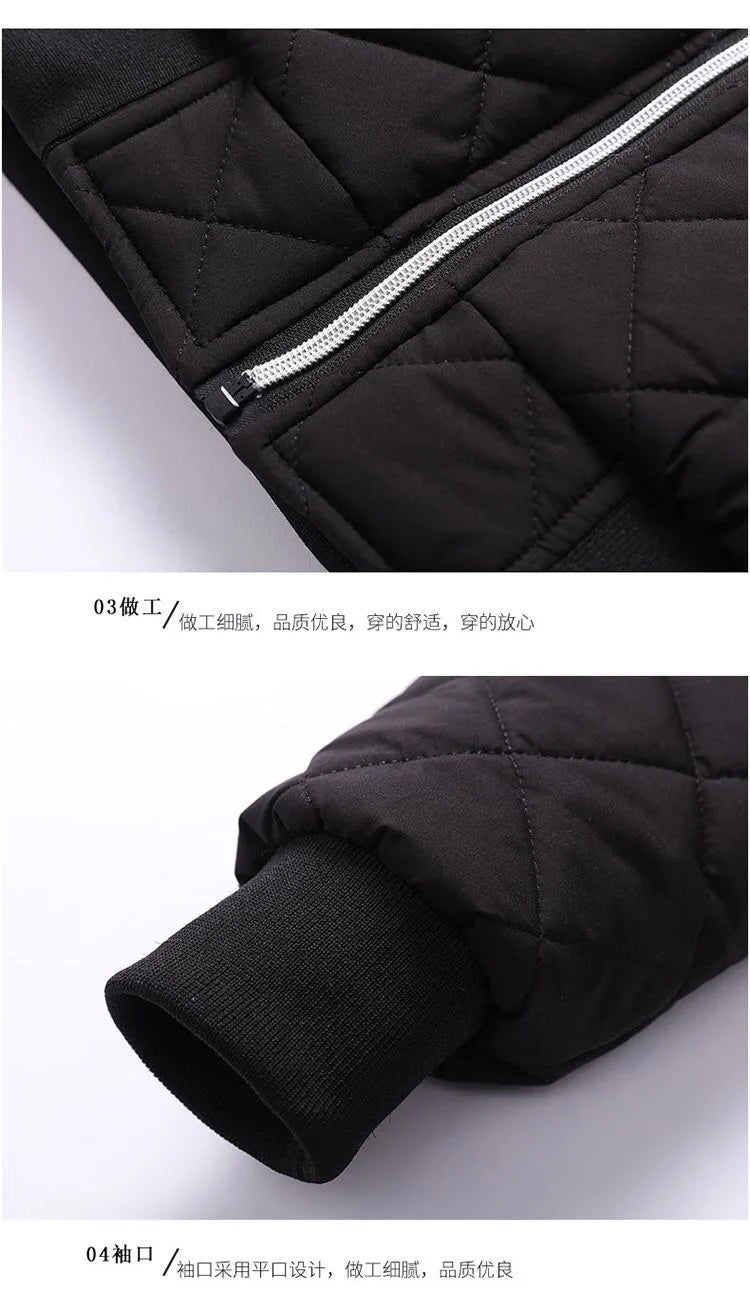 Chaqueta Bomber de Otoño e Invierno para Hombre con Patrón de Diamante, Forro de Felpa, Chaqueta Casual para Hombre, Ropa de Moda 2023, Abrigo de Ajuste Delgado, Nuevo