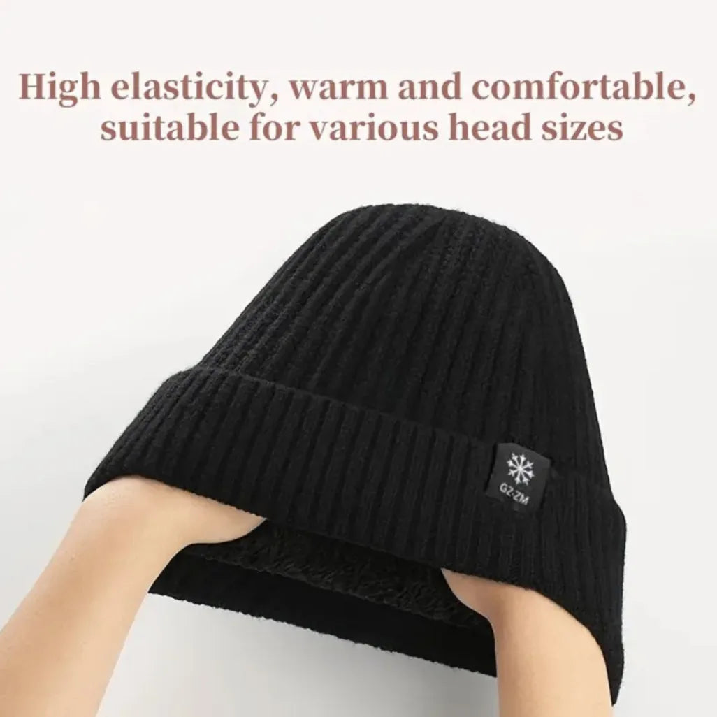 Winter warm woolen hat for middle-aged and elderly people, men's one-piece snowflake ear protection, thickened knitted hat for a