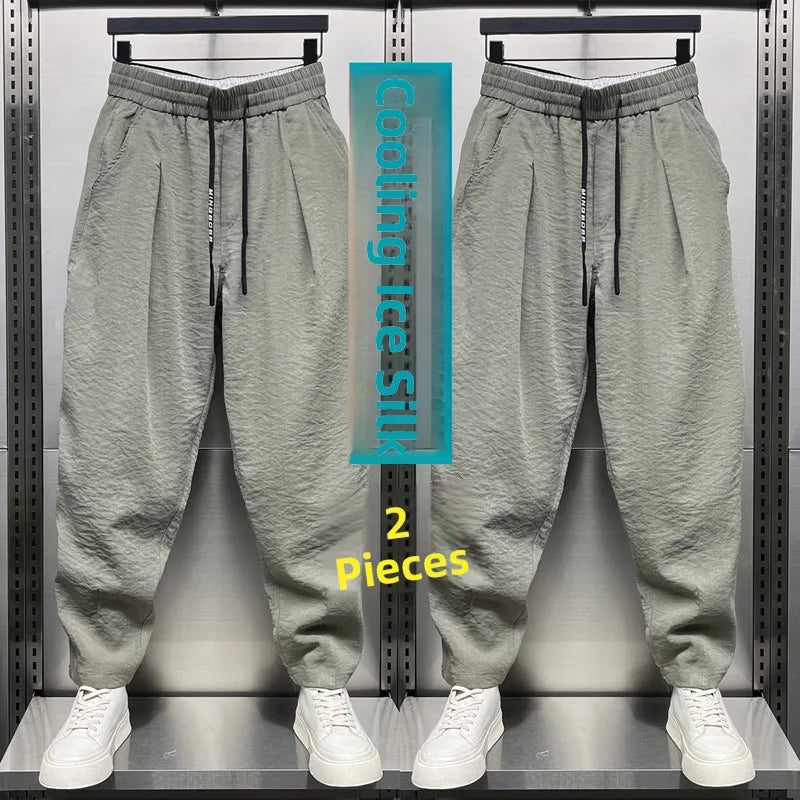 Ice Silk Men's Summer Thin Breathable Casual Pants Quick Dry Loose Harlan Pants Harlan Trousers Casual Loose Fit Summer Thin