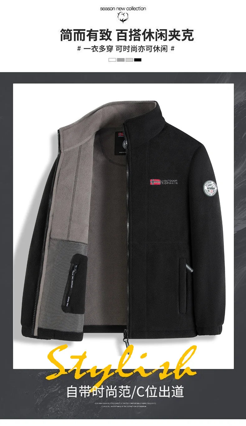 ¡Chaqueta de forro polar noruega! ¡Prenda exterior funcional a prueba de frío y de gran tamaño! Chaqueta de forro polar cálida para otoño e invierno