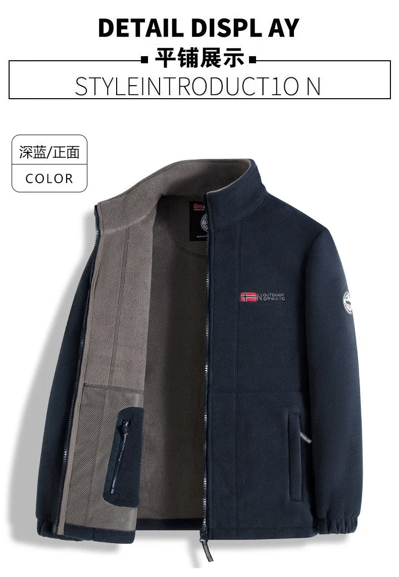 ¡Chaqueta de forro polar noruega! ¡Prenda exterior funcional a prueba de frío y de gran tamaño! Chaqueta de forro polar cálida para otoño e invierno