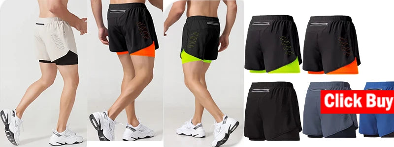 Men's Sport Pants 2 in1 Training Athletic Tracksuits Sportswear Workout Male Jogging Trousers Gym Fitness Running Pants Men