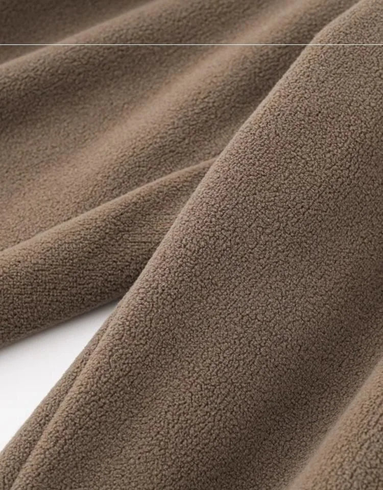 Pantalones para hombres con forro de felpa, para invierno, gruesos, duraderos, con puños, moda juvenil, ajuste suelto, talle medio-alto, pantalones largos