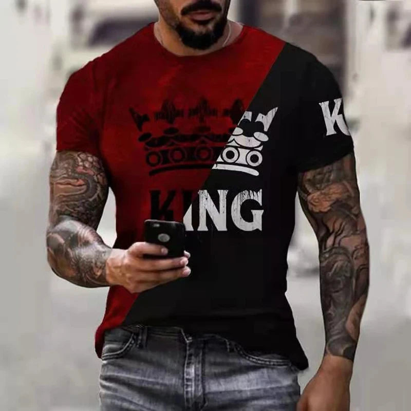 2024 New Oversized T Shirt For Men Casual Short Sleeve Hip Hop Smiling Face Print Plus Size Tee Shirt Pullover Mens T-shirt Top