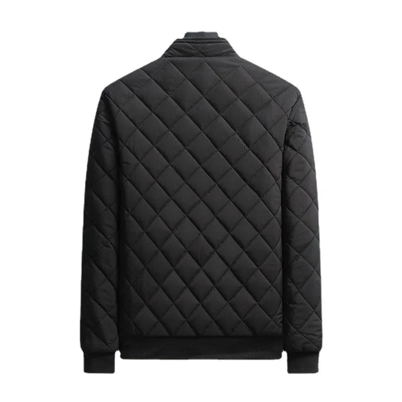 Chaqueta Bomber de Otoño e Invierno para Hombre con Patrón de Diamante, Forro de Felpa, Chaqueta Casual para Hombre, Ropa de Moda 2023, Abrigo de Ajuste Delgado, Nuevo