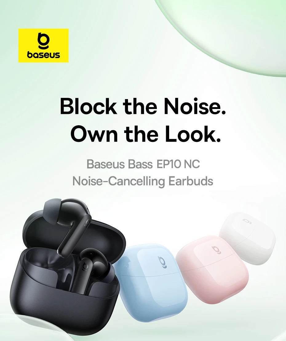 Baseus Bass EP10/BP1 NC -43dB Noise Cancelling ANC True Wireless Earbuds Bluetooth 6.0 In-Ear Wireless Earphones 4-Mics Ear buds